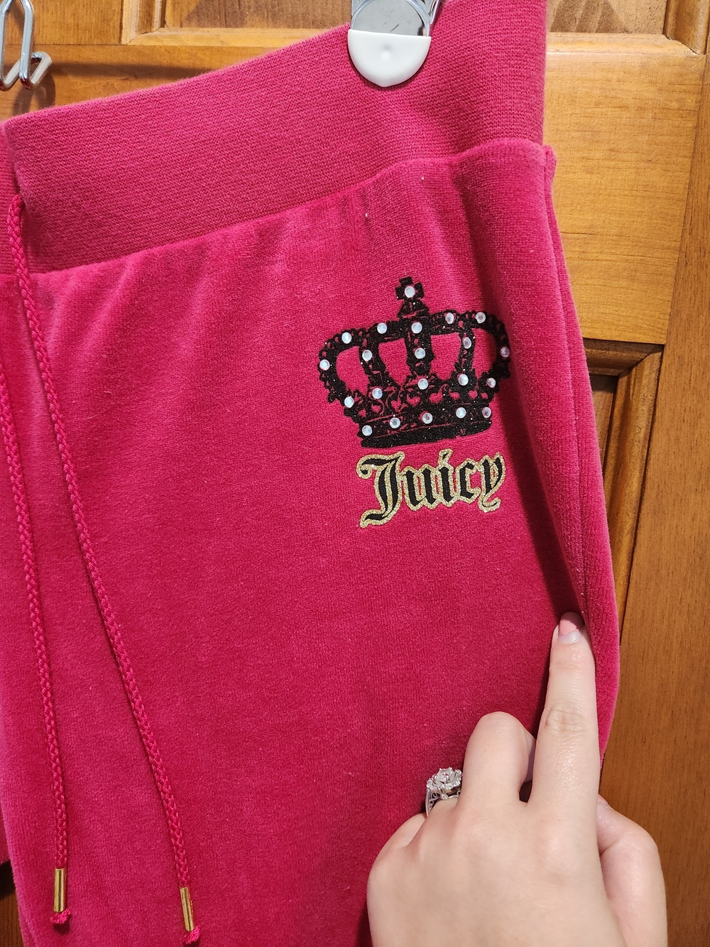 Juicy Couture Girls' Hot Pink Velour Joggers with Crown Detail - Picture 2 of 4